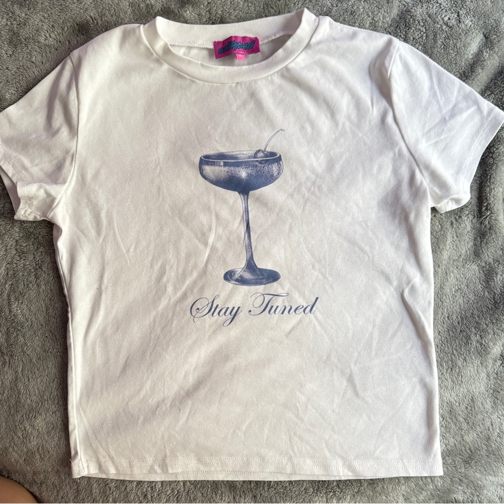 Edikted White Tee with Blue Logo